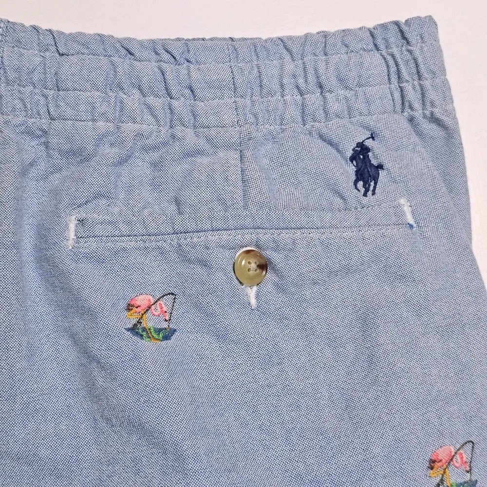 Polo Ralph Lauren Blue Oxford Embroidered Nautical Sailboat Shorts Men's Medium